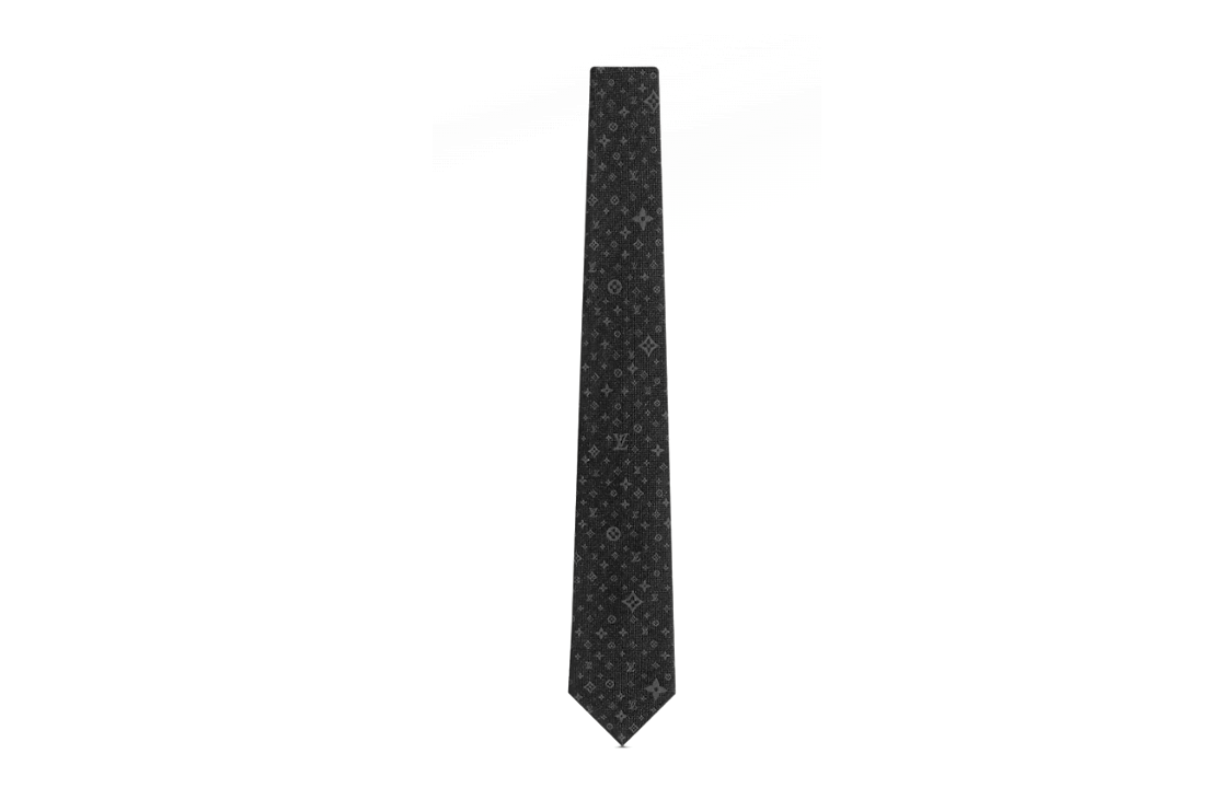 Louis Vuitton  Black Silk Tie with Pattern Print Decor. M78020 圖 2