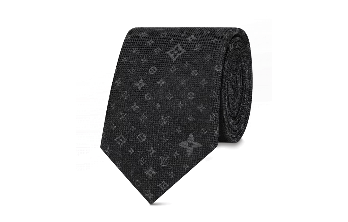 Louis Vuitton  Black Silk Tie with Pattern Print Decor. M78020 圖 3