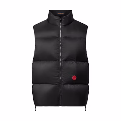 LOUIS VUITTON Black Sleeveless Vest with Logo Badge. 1AFBBD
