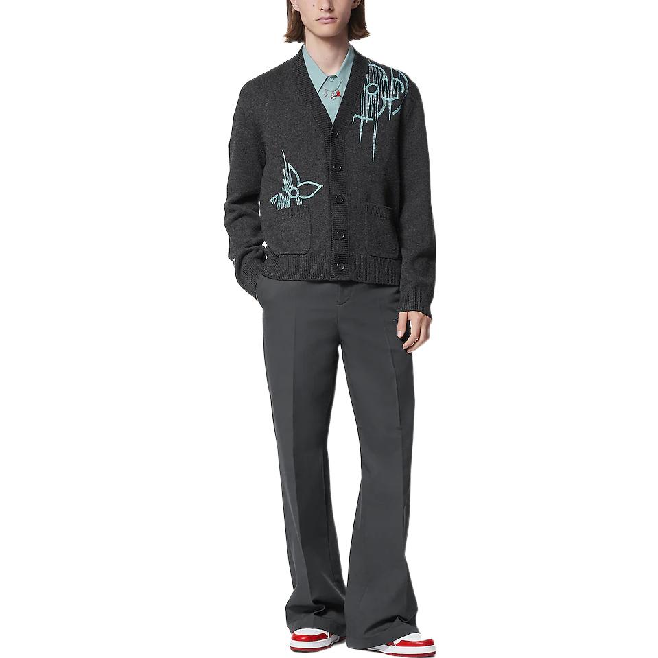 Lookbook 루이비통 블랙 자수 니트 긴소매 스웨터. 1AAT4U