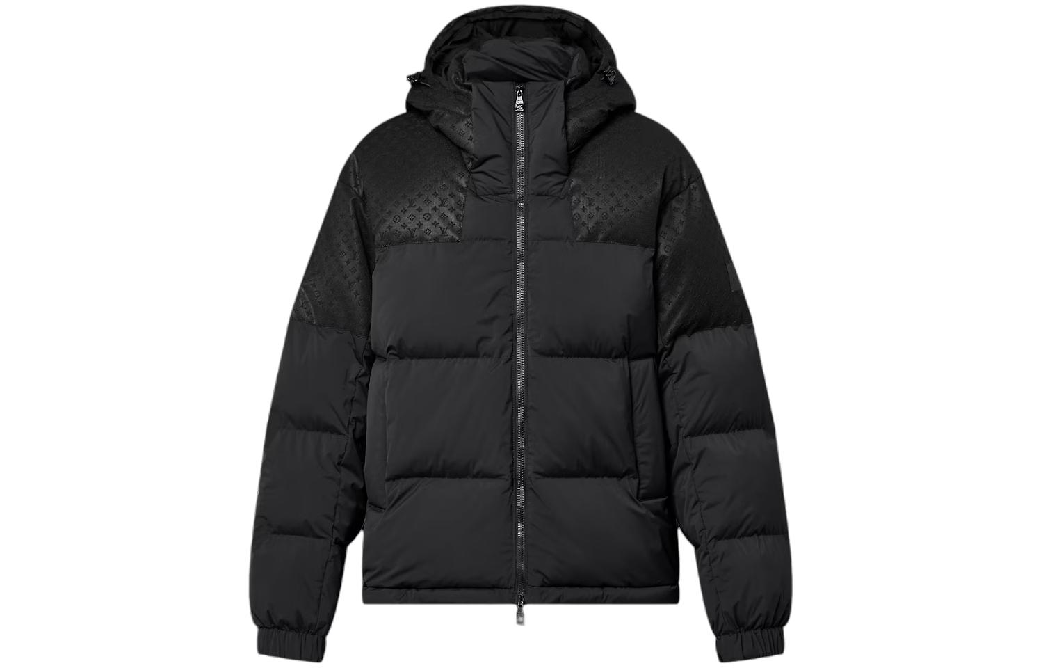 LOUIS VUITTON  Black Solid Hooded Zip-Up Jacket 1AFA34