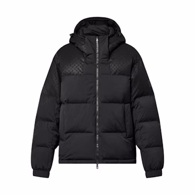 LOUIS VUITTON Black Solid Hooded Zip-Up Jacket 1AFA34