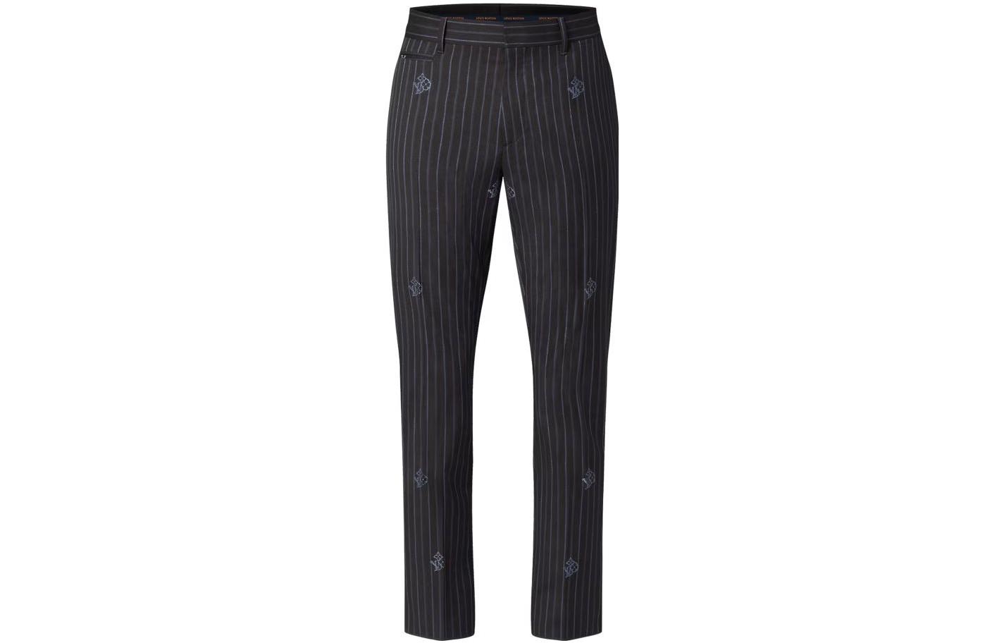 LOUIS VUITTON  Black Striped Mid-Rise Straight-Leg Casual Pants. 1AA5BE