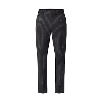 LOUIS VUITTON Black Striped Mid-Rise Straight-Leg Casual Pants. 1AA5BE