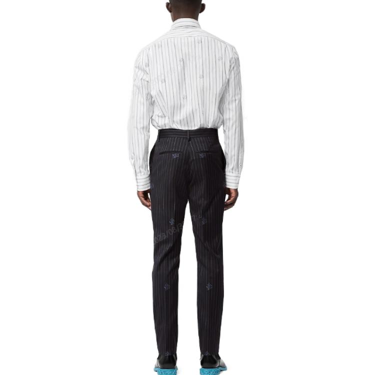 Shop LOUIS VUITTON Pantalones Casuales Negros Rayados de Tiro Medio y Pierna Recta. 1AA5BE