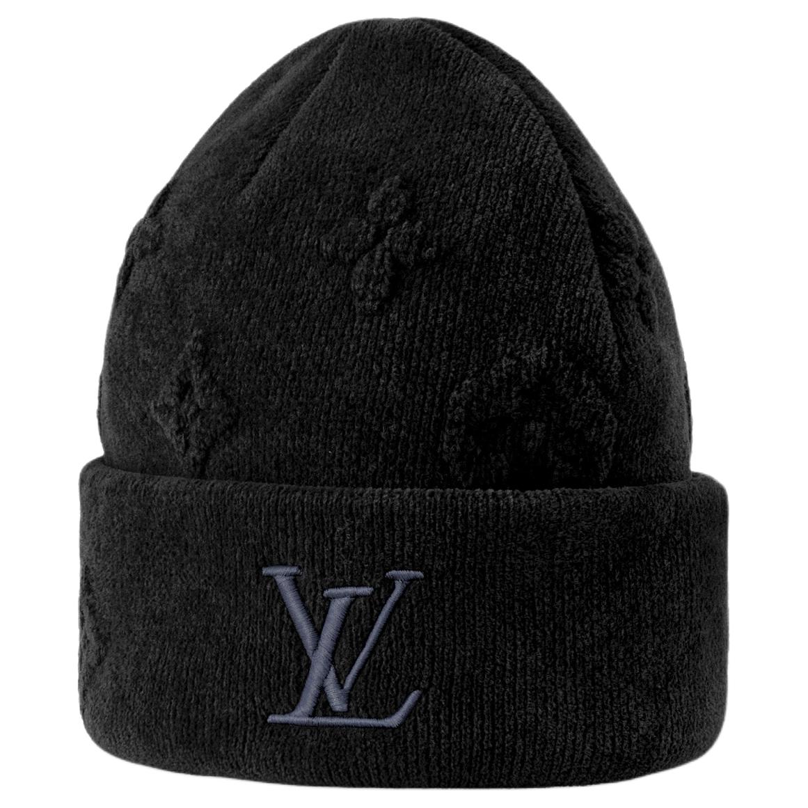 Louis Vuitton  Black Wool Beanie with Logo Detailing M96194
