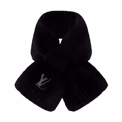 LOUIS VUITTON Black Wool Knit Logo Scarf M90804