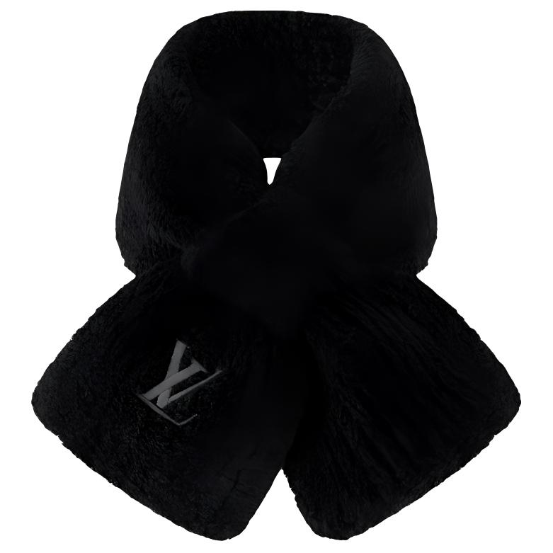 LOUIS VUITTON  Black Wool Knit Logo Scarf M90804 圖 2