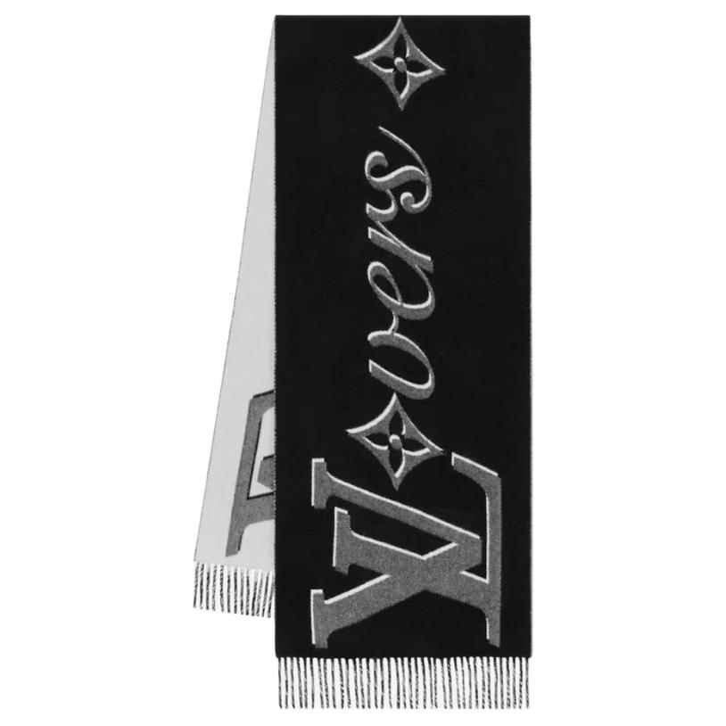 Louis Vuitton  Black Wool Scarf with Tassel Detailing. M92749