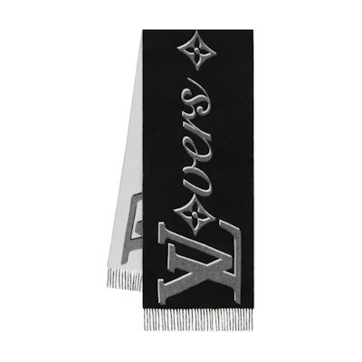 Louis Vuitton Black Wool Scarf with Tassel Detailing. M92749