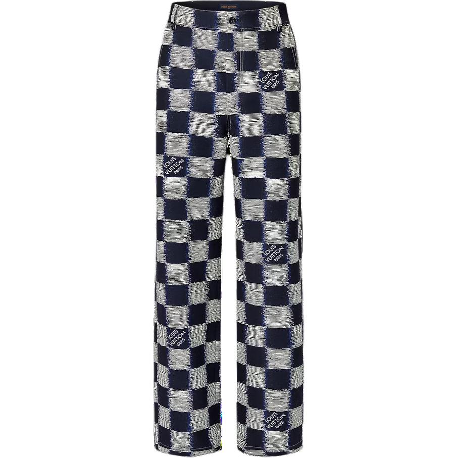 LOUIS VUITTON  Blue Button Jacquard Loose Straight Cargo Pants 1AFASB