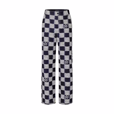 LOUIS VUITTON Blue Button Jacquard Loose Straight Cargo Pants 1AFASB