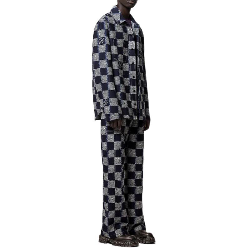 Purchase 루이비통 블루 버튼 자카드 루즈 스트레이트 카고 팬츠 1AFASB