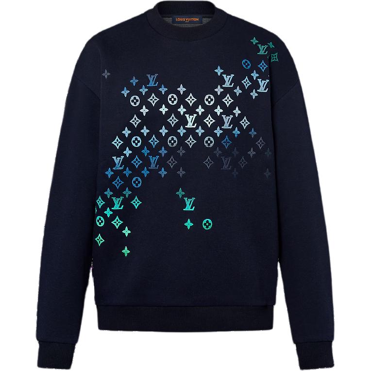 Order LOUIS VUITTON 藍色Logo印花修身長袖圓領衛衣 1AFVBA