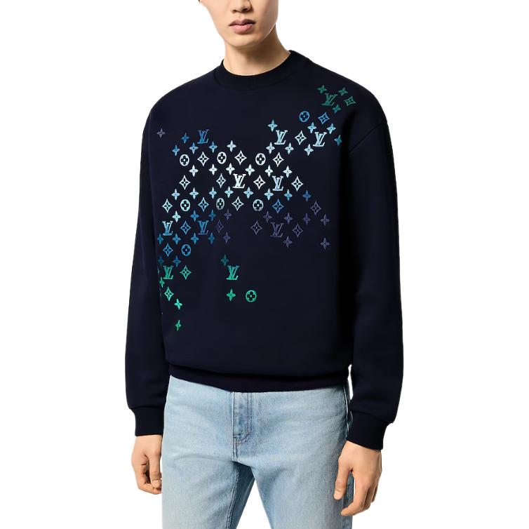 Purchase LOUIS VUITTON 藍色Logo印花修身長袖圓領衛衣 1AFVBA