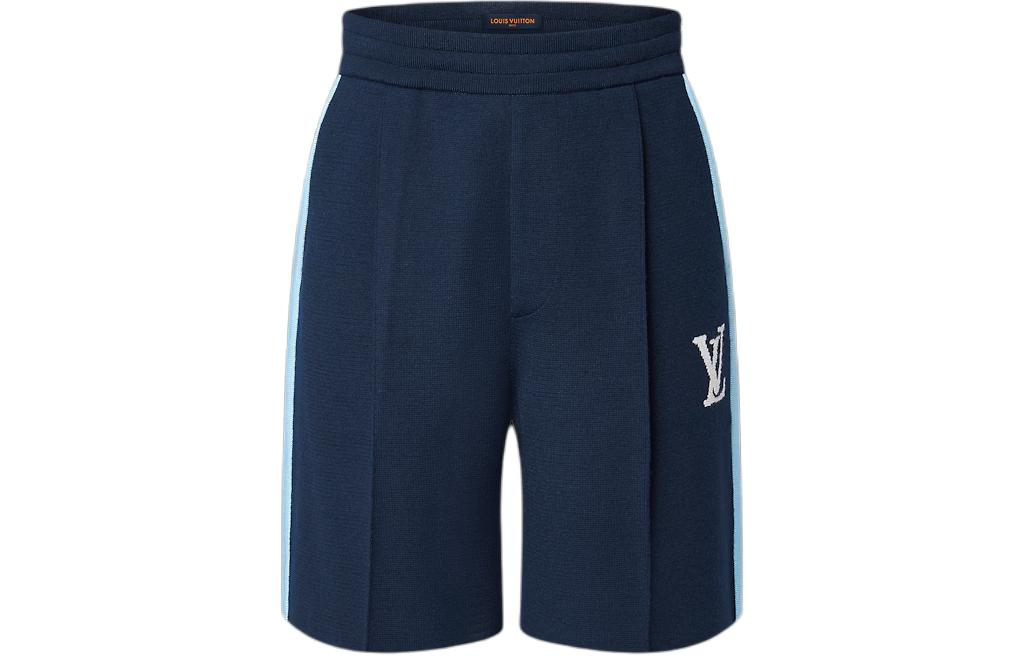 LOUIS VUITTON  Blue Logo Print High-Waist Loose-Fit Casual Shorts. 1AFPXN