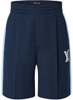 LOUIS VUITTON Blue Logo Print High-Waist Loose-Fit Casual Shorts. 1AFPXN LOUIS VUITTON Blue Logo Print High-Waist Loose-Fit Casual Shorts. 1AFPXN