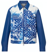 LOUIS VUITTON Blue Monogram Paisley Print Jacket with Logo Accents 1AA7DU LOUIS VUITTON Blue Monogram Paisley Print Jacket with Logo Accents 1AA7DU