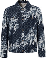 LOUIS VUITTON Blue Monogram Single-Breasted Jacket 1AF747 LOUIS VUITTON Blue Monogram Single-Breasted Jacket 1AF747