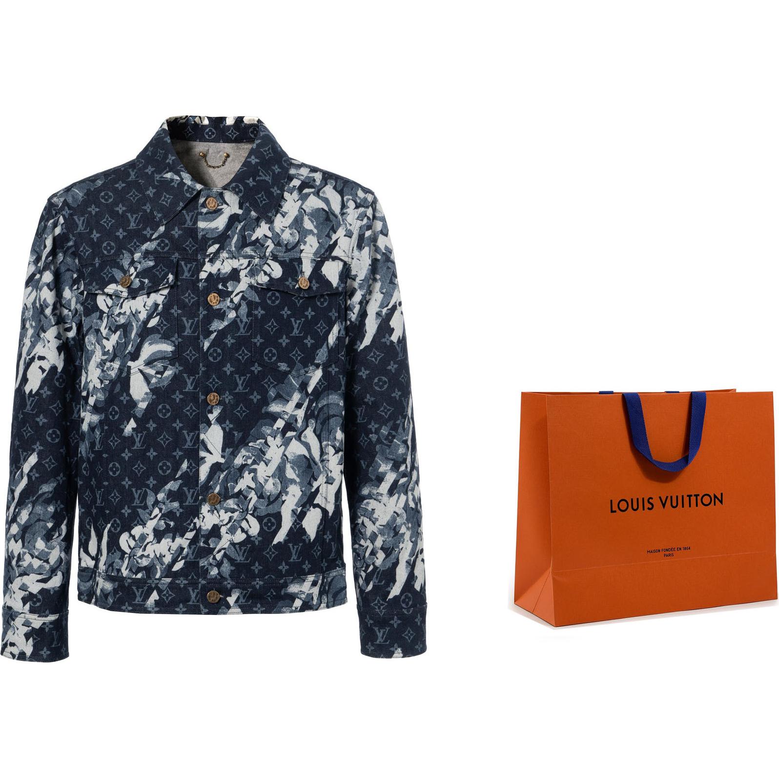 Cheap 路易威登 蓝色单排扣印花夹克 1AF747