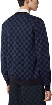 LOUIS VUITTON Blue Plaid V-Neck Loose-Fit Long-Sleeve Sweater 1AFJRW Shop LOUIS VUITTON Blue Plaid V-Neck Loose-Fit Long-Sleeve Sweater 1AFJRW