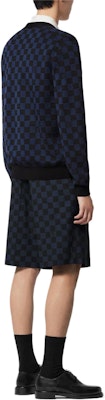 LOUIS VUITTON Blue Plaid V-Neck Loose-Fit Long-Sleeve Sweater 1AFJRW Details for LOUIS VUITTON Blue Plaid V-Neck Loose-Fit Long-Sleeve Sweater 1AFJRW