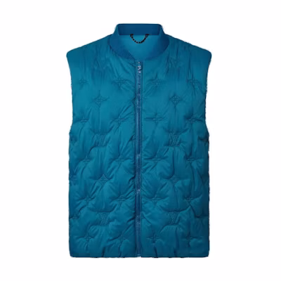 LOUIS VUITTON Blue Solid Color Zip-Up Sleeveless Vest 1AFADW