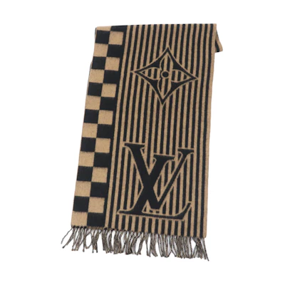 LOUIS VUITTON Brown Cashmere Logo Scarf. M00498MARRON