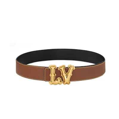 LOUIS VUITTON Brown Leather Belt with Logo Detail 4CM Width. M8468T