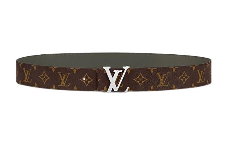 LOUIS VUITTON  Brown Leather Belt with Logo Print, 4cm Width. M0613U