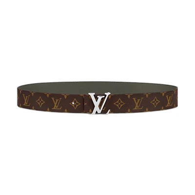 LOUIS VUITTON Brown Leather Belt with Logo Print, 4cm Width. M0613U
