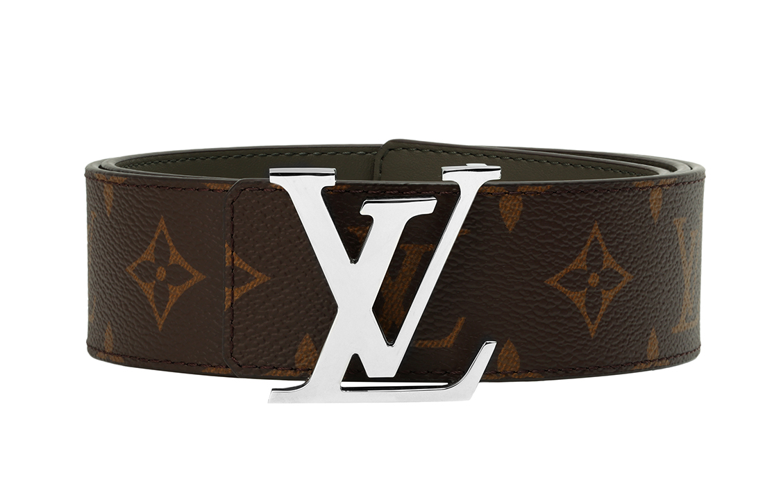 Shop Cinturón de cuero marrón LOUIS VUITTON con logo estampado, 4cm ancho. M0613U