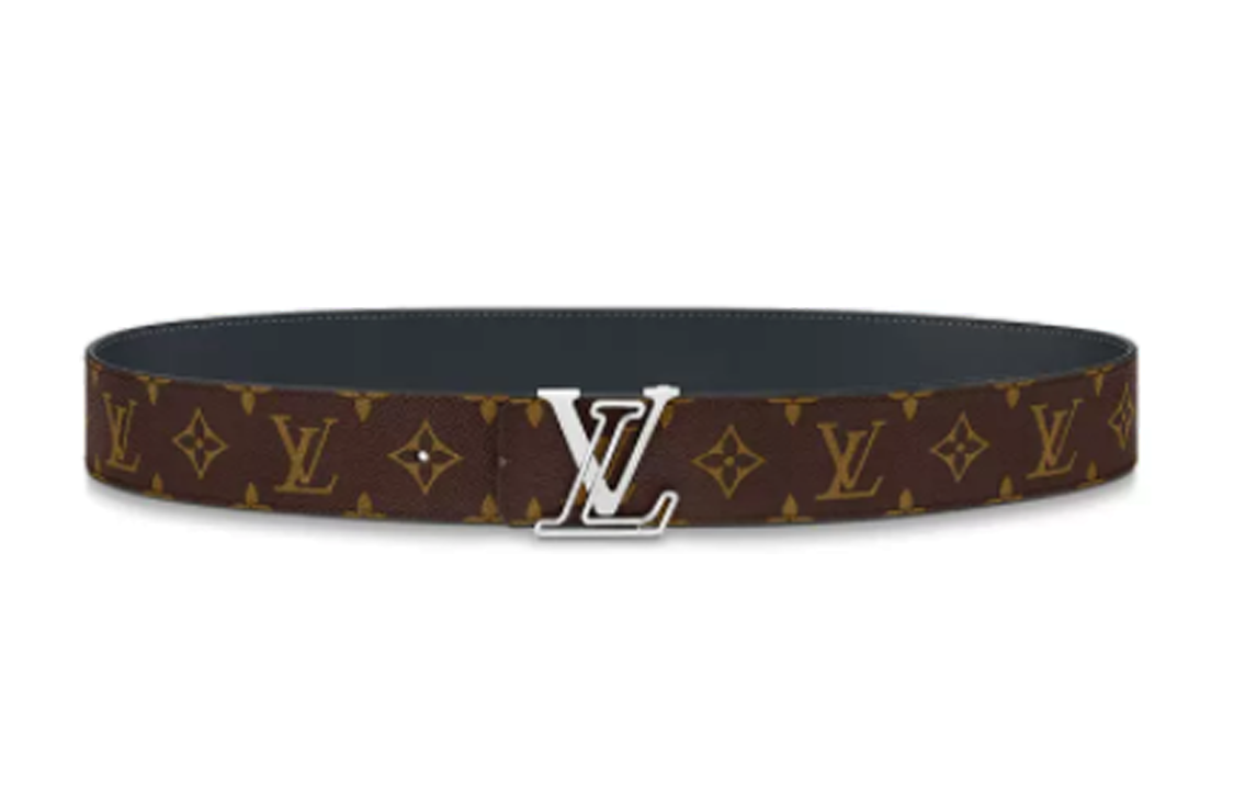 Lookbook 路易威登4cm寬咖啡色皮帶，可逆向LV標誌扣設計。 M0635
