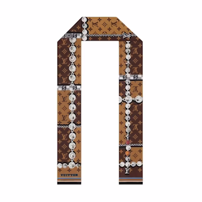 LOUIS VUITTON Brown Silk Headband with Logo Design Pre-Spring 25. M94842