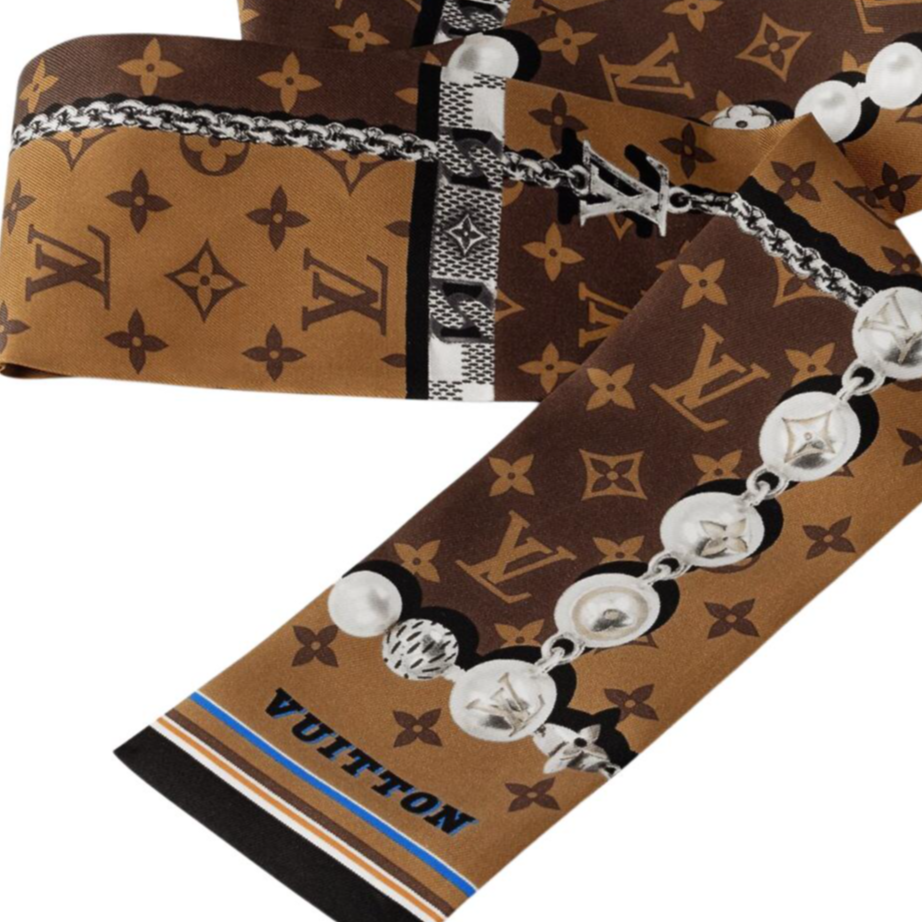 Shop 路易威登 棕色丝绸标志设计发带 早春25系列 M94842