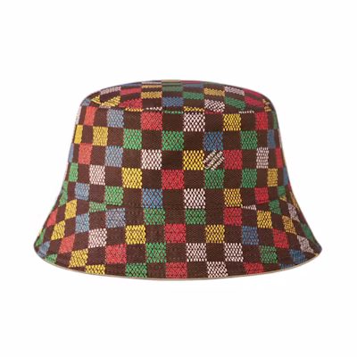 LOUIS VUITTON Checkered Cotton Bucket Hat Multicolor. M5053