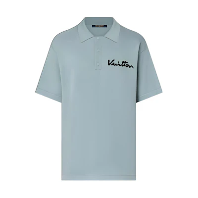 LOUIS VUITTON Cotton Polo Letter Print Slim-Fit Short Sleeve Blue-Green. 1AFAOZ