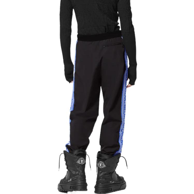 Shop LOUIS VUITTON Fair Isle Striped Knit Joggers Biru/Hitam 1AAU55