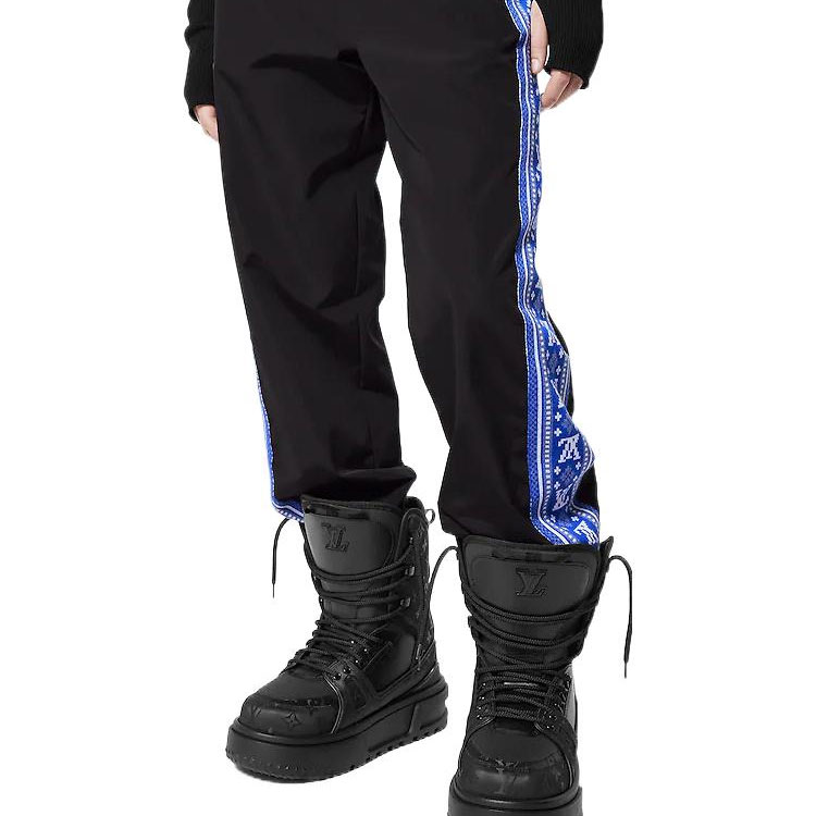 Sizing LOUIS VUITTON Fair Isle Striped Knit Joggers Biru/Hitam 1AAU55