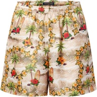 LOUIS VUITTON Floral Beach Print Elastic Waist Shorts Beige 1AFRK5 LOUIS VUITTON Floral Beach Print Elastic Waist Shorts Beige 1AFRK5