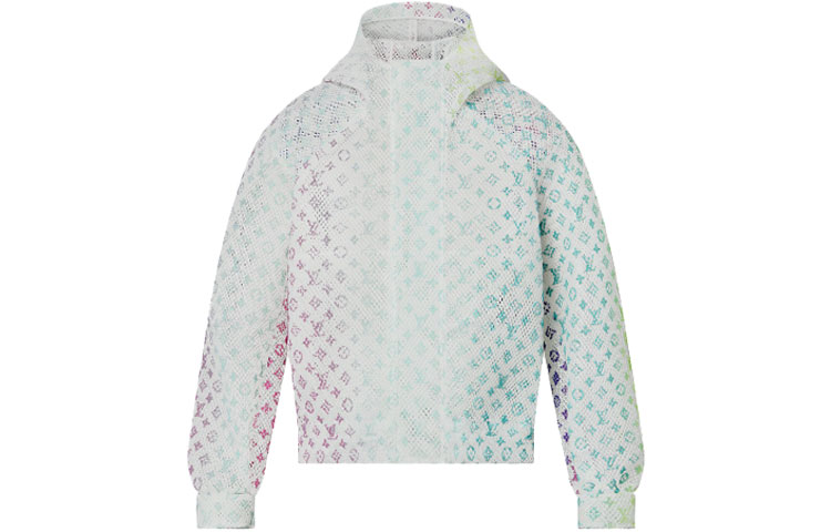Order LOUIS VUITTON Jaket Hoodie Gradient Grid Monogram Putih 1A9UGS