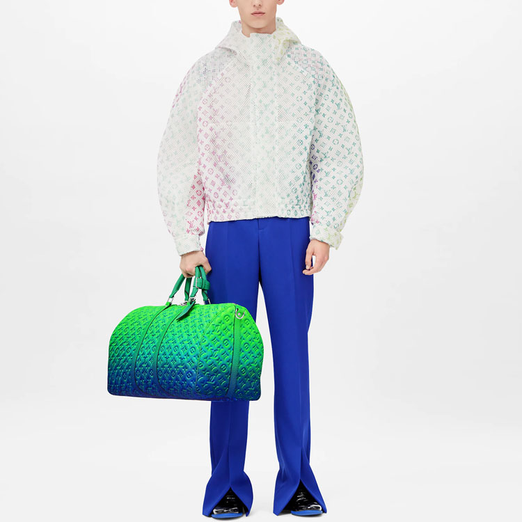 Shop LOUIS VUITTON Jaket Hoodie Gradient Grid Monogram Putih 1A9UGS