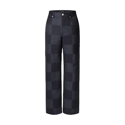 Louis Vuitton Gray Straight-Leg Jacquard Checkered Zipper Pants. 1AFWQS