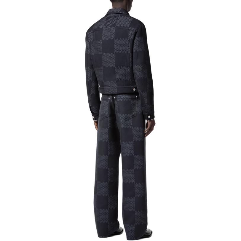 Louis Vuitton  Gray Straight-Leg Jacquard Checkered Zipper Pants. 1AFWQS 圖 4