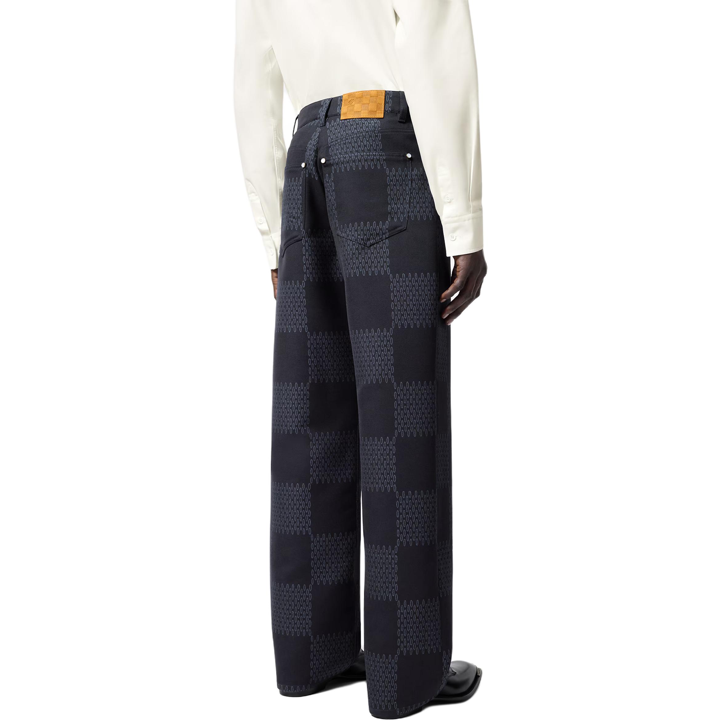 Louis Vuitton  Gray Straight-Leg Jacquard Checkered Zipper Pants. 1AFWQS 圖 6