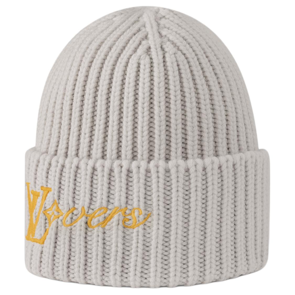 Shop 루이 비통 그레이 울 비니 로고 디테일. M7817A