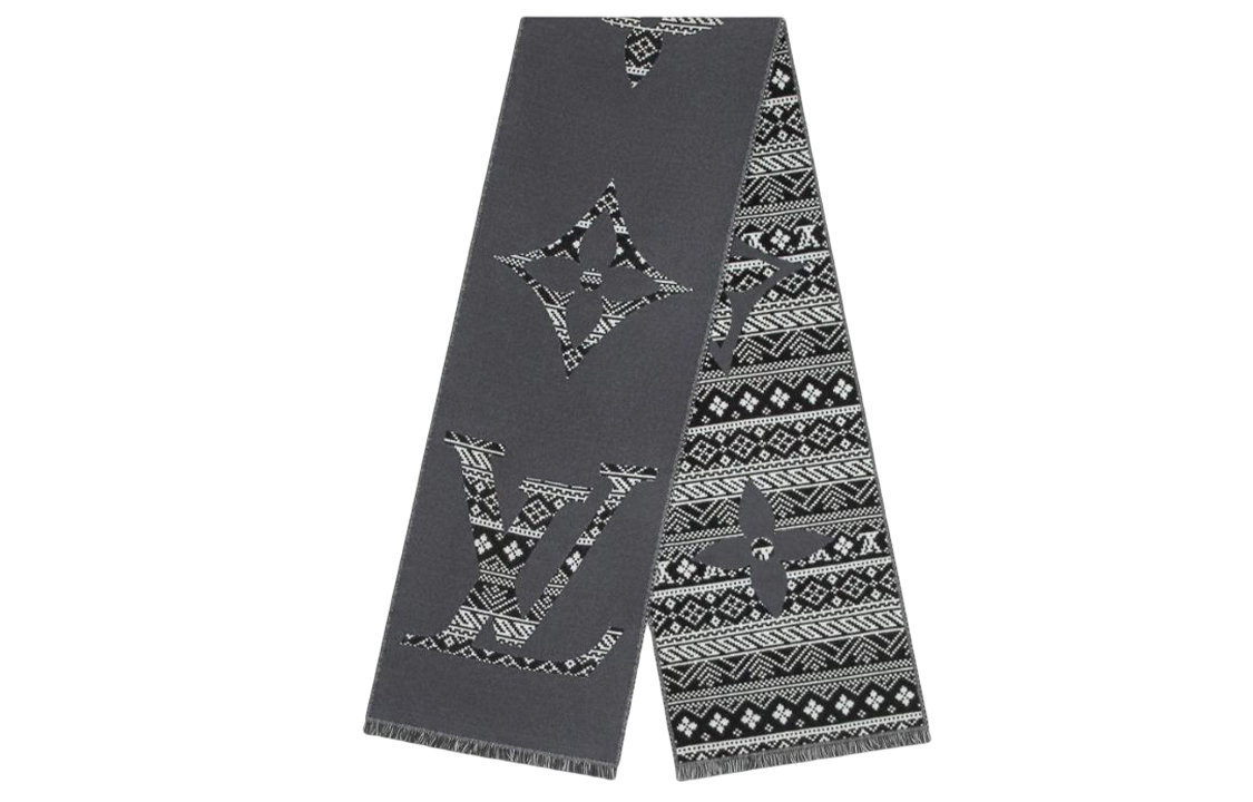 Order LOUIS VUITTON  Gray Wool Logo Pattern Scarf M77947