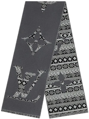 LOUIS VUITTON Gray Wool Logo Pattern Scarf M77947 Order LOUIS VUITTON Gray Wool Logo Pattern Scarf M77947