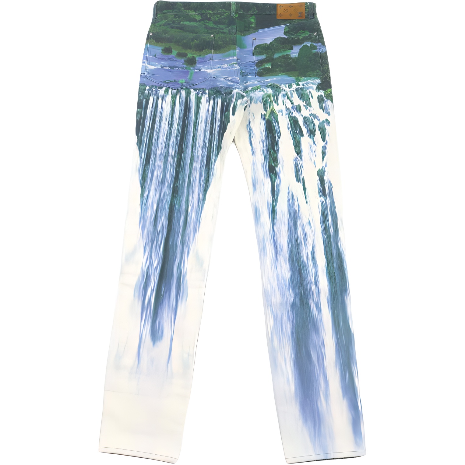 LOUIS VUITTON  Green Scenic Print Denim Jeans 1A9STJ