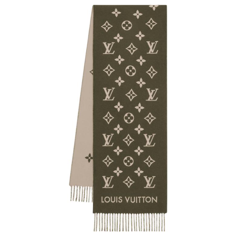 LOUIS VUITTON  Green Tassel Wool Scarf. M92783